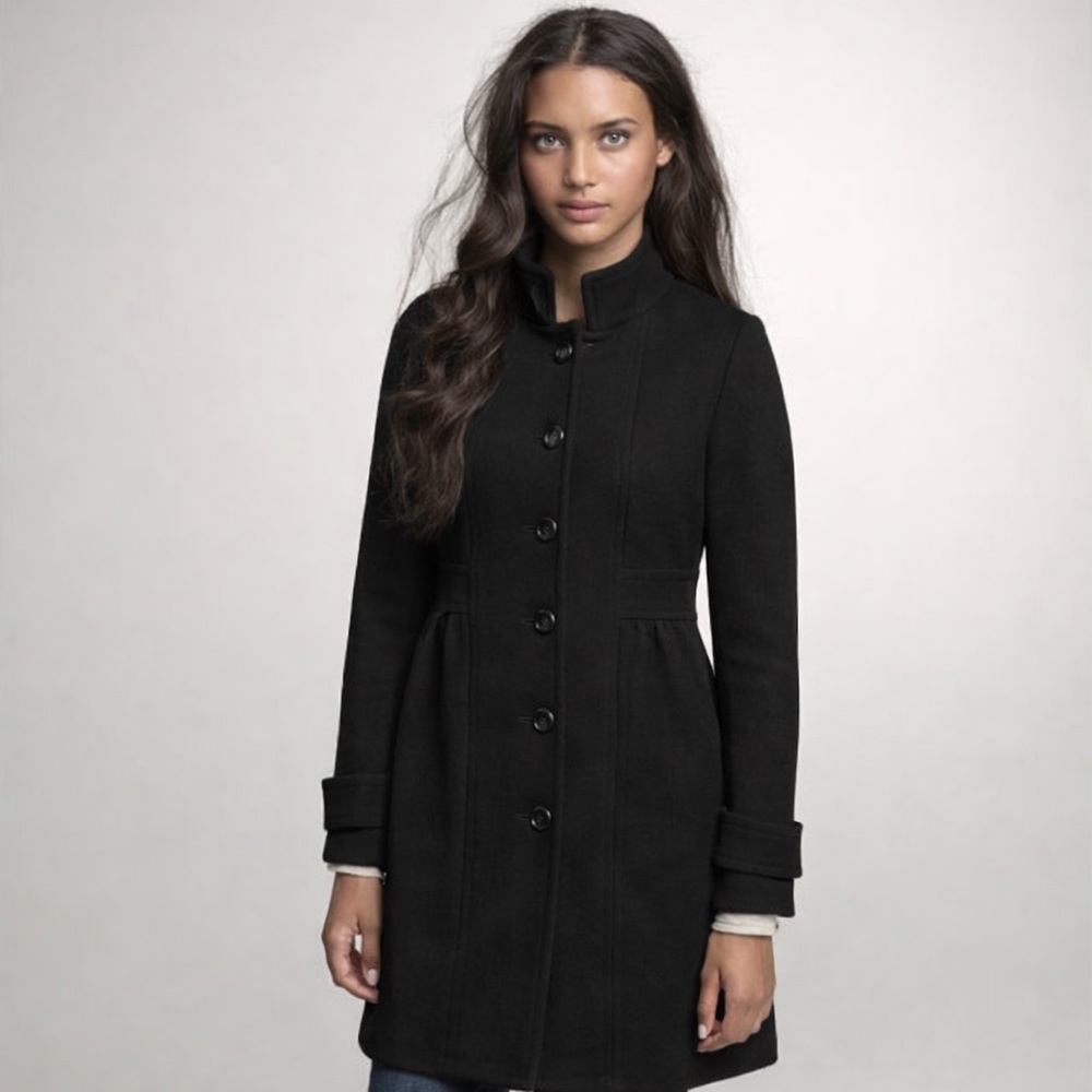 J. Crew womens black wool double cloth Colettea coat size 8T tall jacket Italy